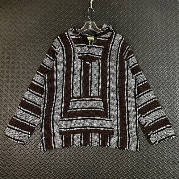 Franks Baja Hoodie Drug Rug Pullover Festival Hippie Brown White Adult M - Picture 1 of 7